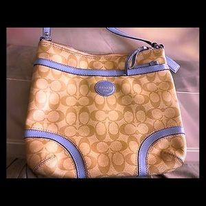 Coach cross-body Khaki & Cornflower-